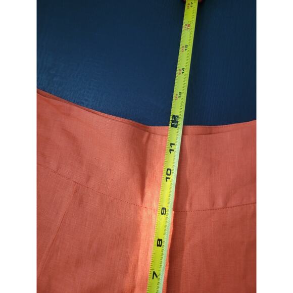 BIASA 100% Linen High Waisted Trouser Shorts Size M Orange Resort Beach Preppy - Picture 9 of 9